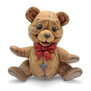 Vintage Bank Ceramic Brown Teddy Bear 9” Signed CII ANTIQUE RARE